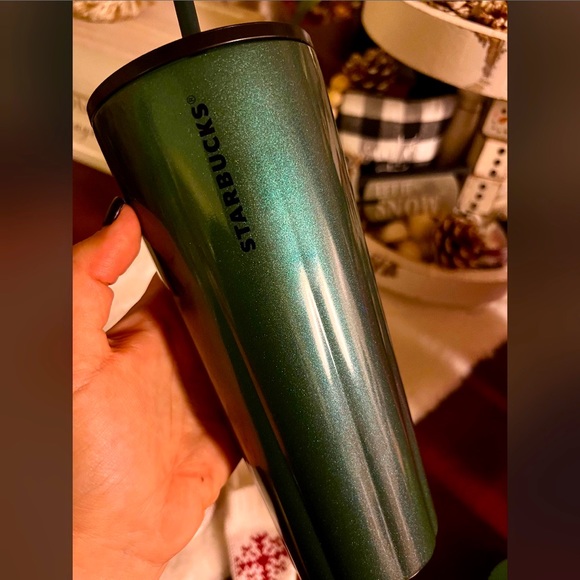NEW! Holiday 2021 Insulated green shimmer Starbucks Tumbler